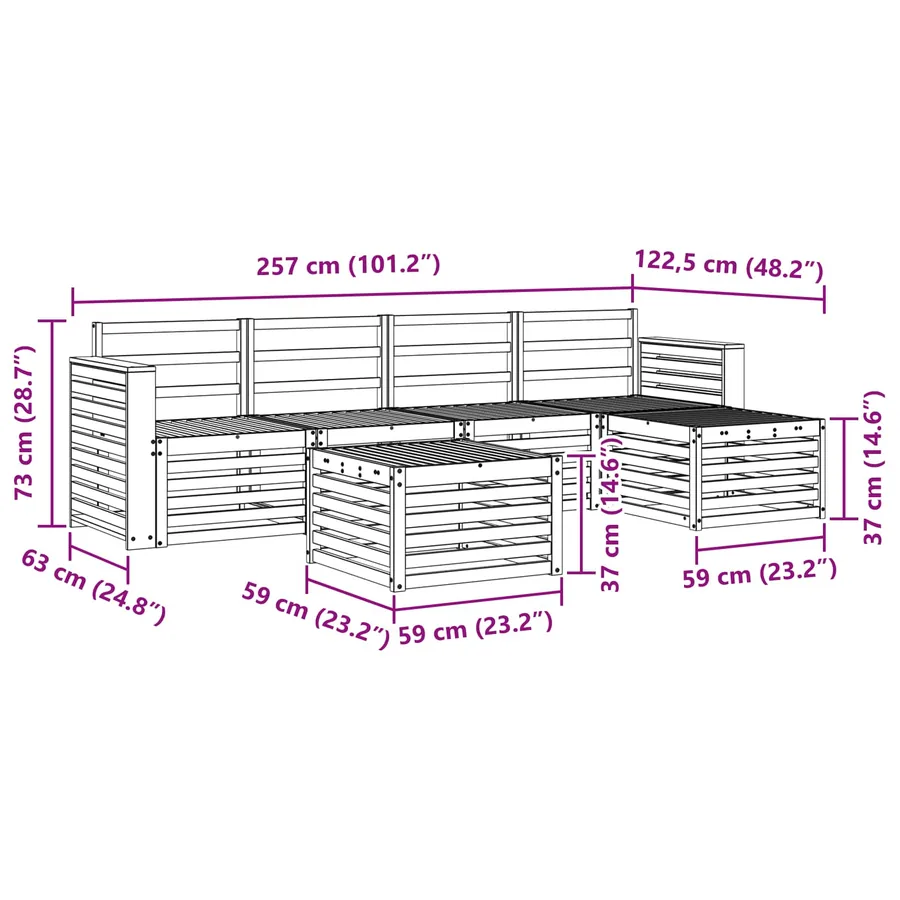 Ensemble de canapés d'extérieur 6 pcs Naturel - 8