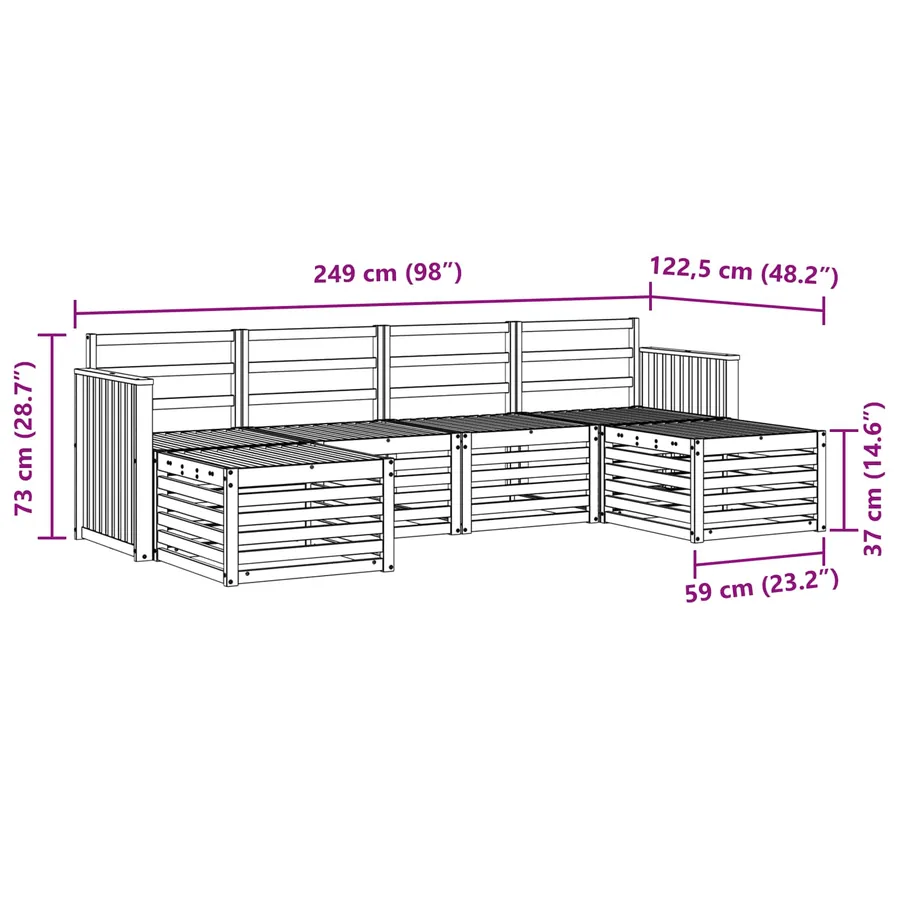 Ensembles de canapés 6 pcs Naturel Bois d'Acacia Massif - 8