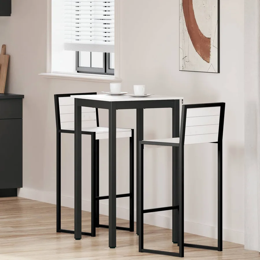 Table de bar Blanc 60 x 60 x 105 cm Bois de pin massif