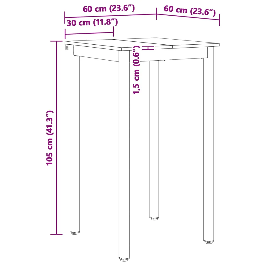 Table de bar Blanc 60 x 60 x 105 cm Bois de pin massif - 11