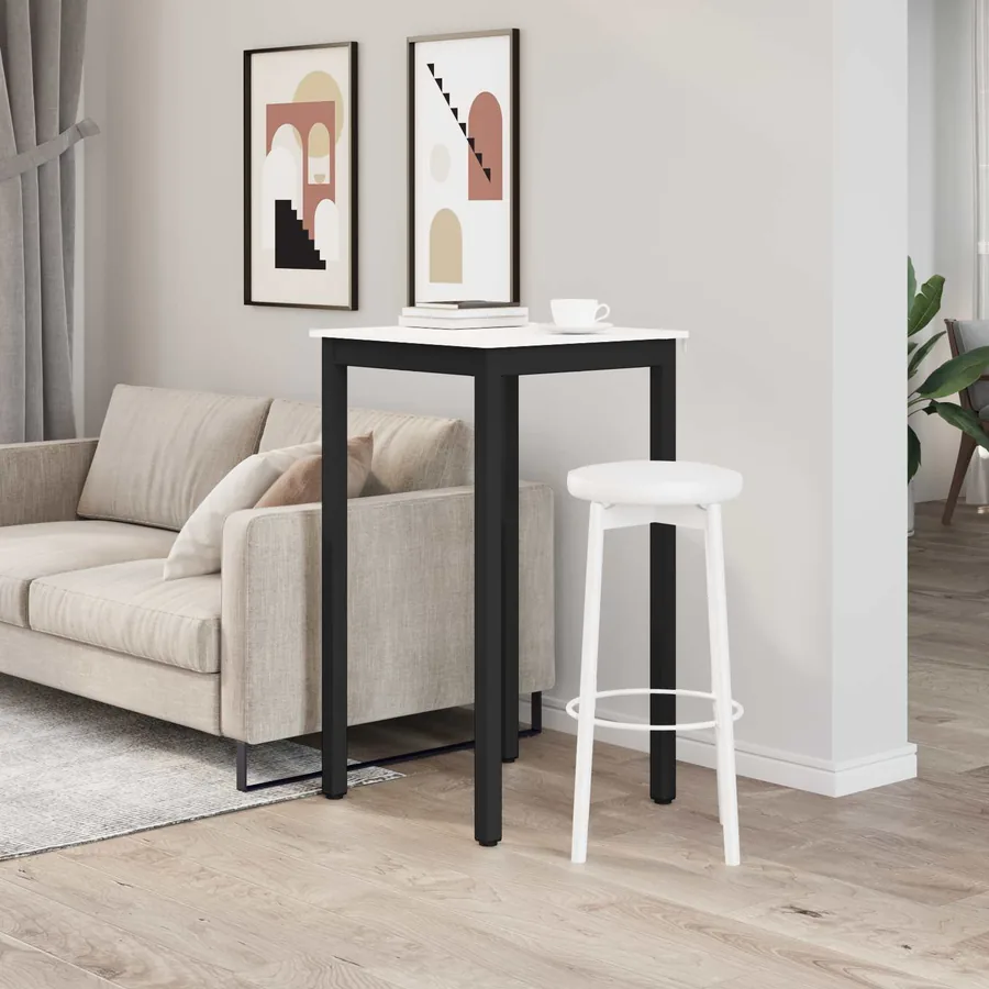 Table de bar Blanc 60 x 60 x 105 cm Bois de pin massif - 4