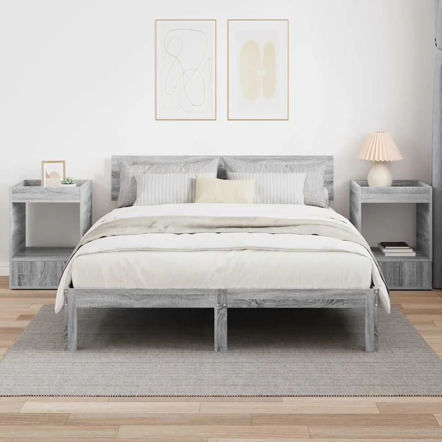 Table d'appoint 2 pcs Gris Sonoma 40 x 40 x 56 cm - 4