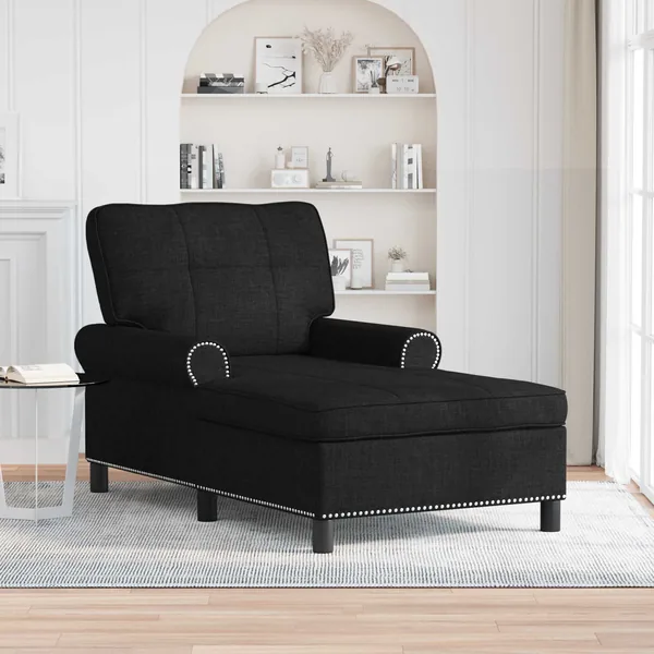 Chaise longue avec coussin Noir 91 x 157 x 91 cm tissu