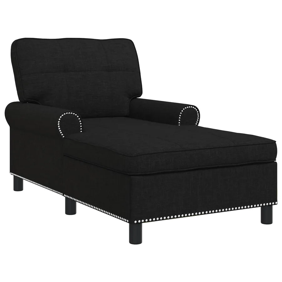 Chaise longue avec coussin Noir 91 x 157 x 91 cm tissu - 2