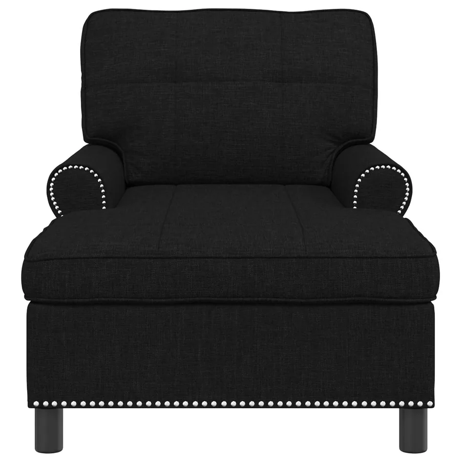 Chaise longue avec coussin Noir 91 x 157 x 91 cm tissu - 4