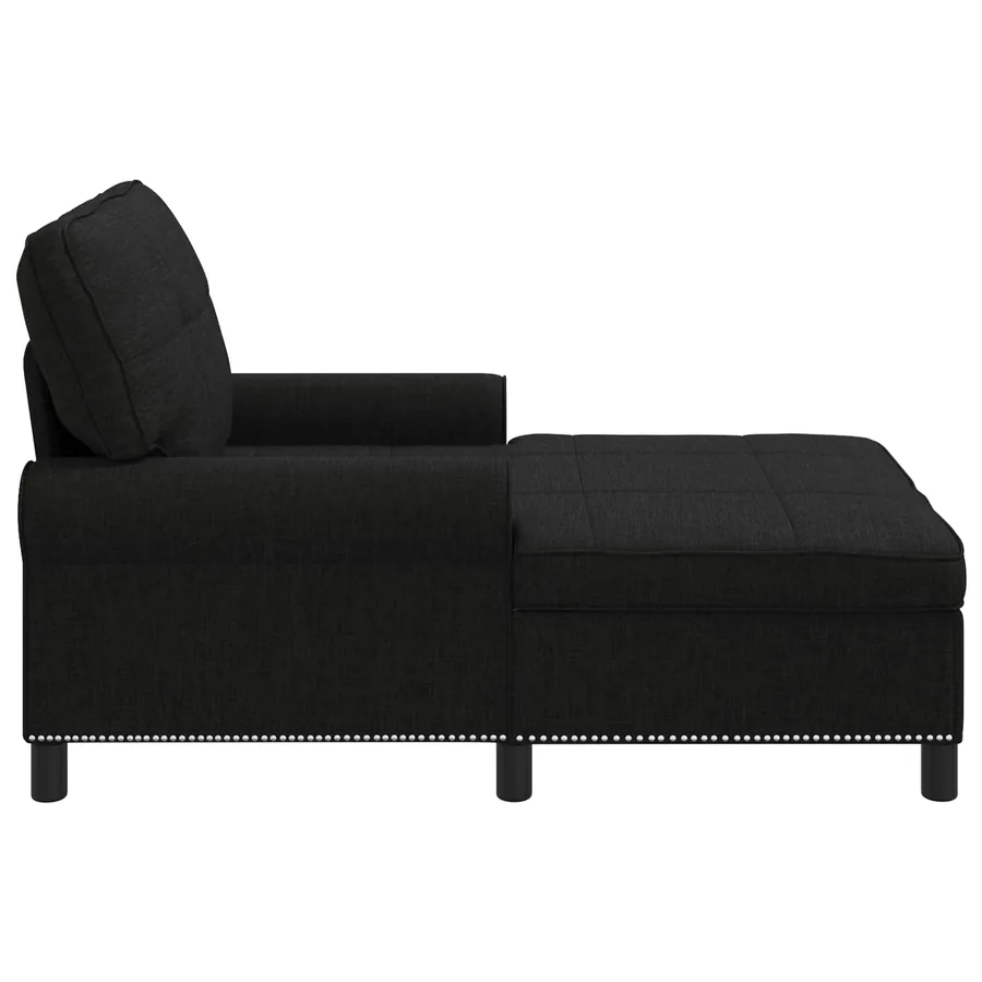 Chaise longue avec coussin Noir 91 x 157 x 91 cm tissu - 5