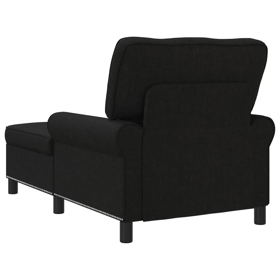Chaise longue avec coussin Noir 91 x 157 x 91 cm tissu - 6