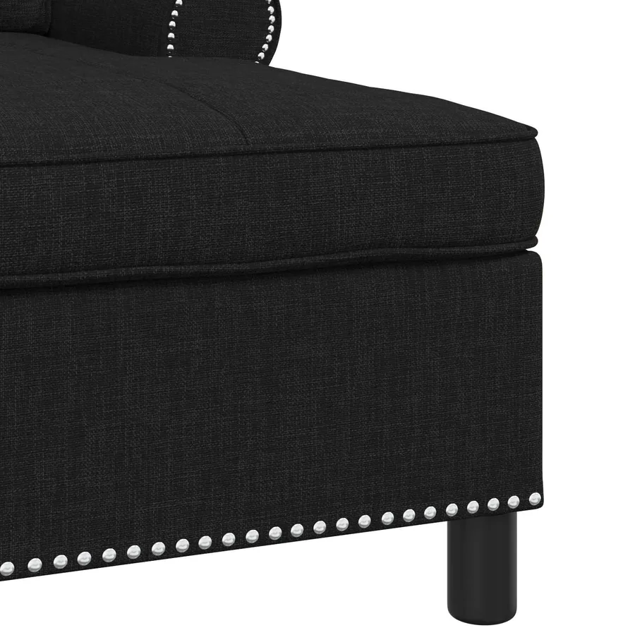 Chaise longue avec coussin Noir 91 x 157 x 91 cm tissu - 7