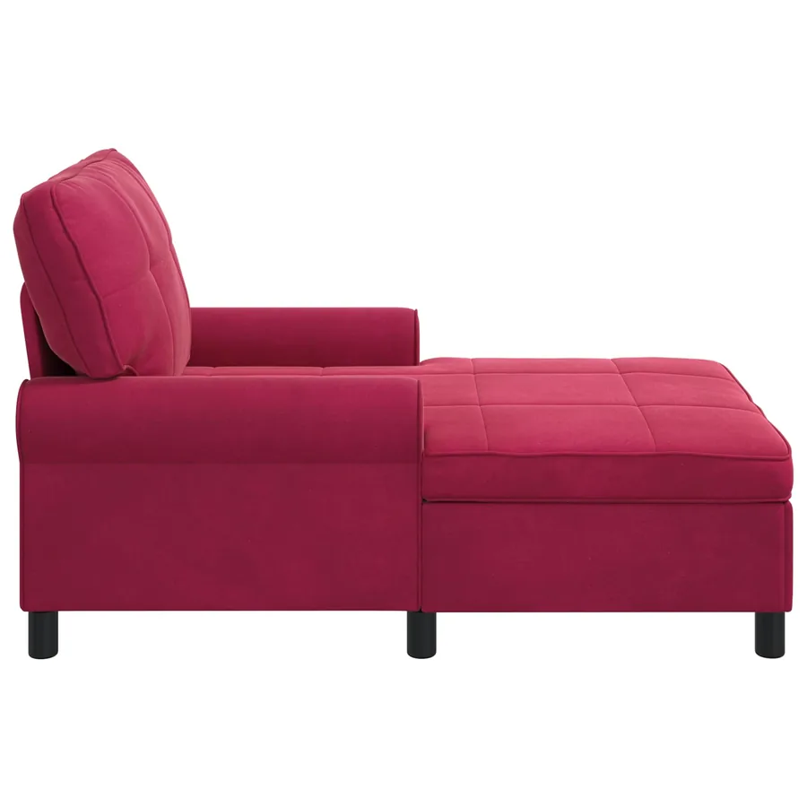 Chaise longue avec coussin Bordeaux 91 x 157 x 91 cm Velours - 5