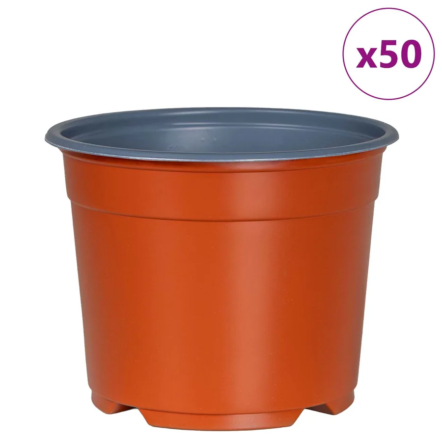 Pot à fleurs rond 50 pcs Terre cuite Ø 10 x 8 cm Plastique - 4