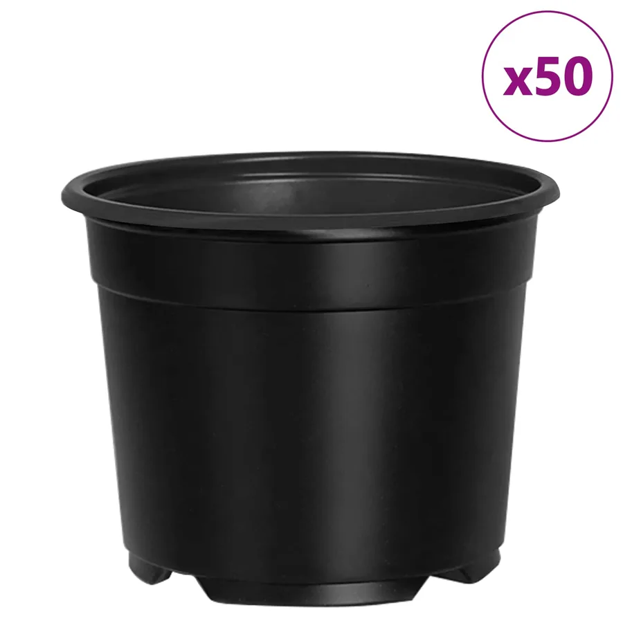Pot à fleurs rond 50 pcs Noir Ø 10 x 8 cm Plastique - 4