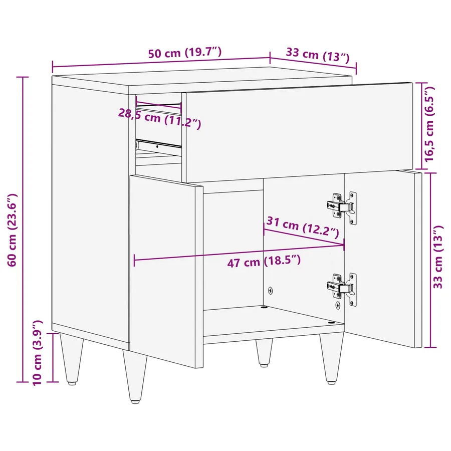 Table de chevet avec tiroir Multicolore 50 x 33 x 60 cm - 11