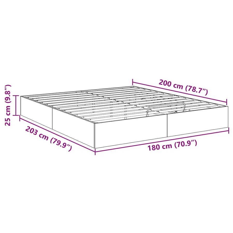 Cadre de lit ottoman Gris Sonoma 203 x 180 x 25 cm - 11