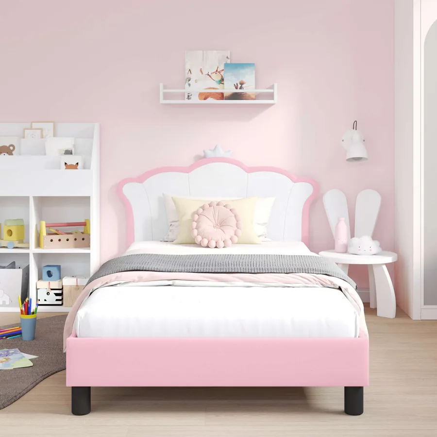 Cadre de lit pour enfants avec tête de lit Rose 80 x 200 cm PU - 3