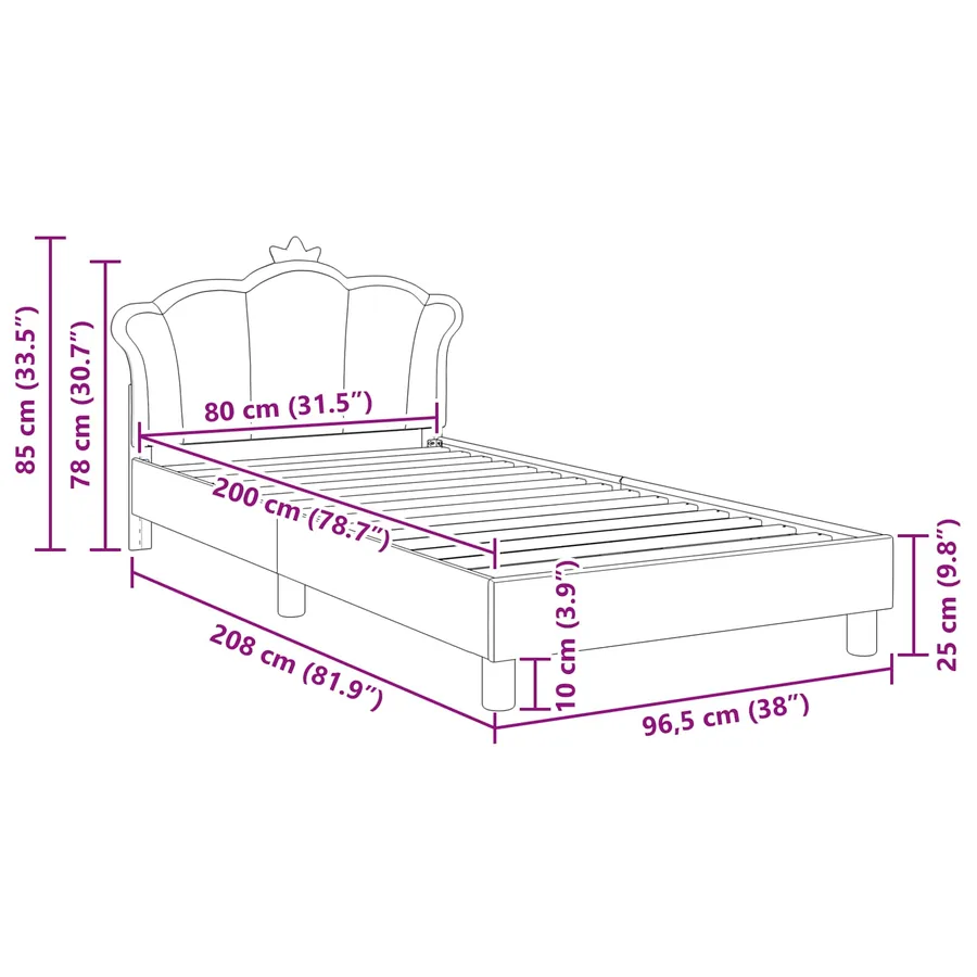 Cadre de lit pour enfants avec tête de lit Rose 80 x 200 cm PU - 8
