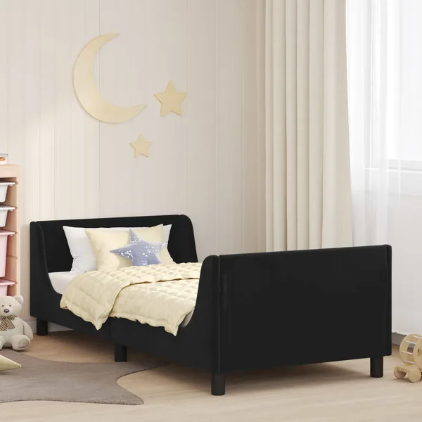 Cadre de lit pour enfants avec tête de lit Noir 90 x 190 cm