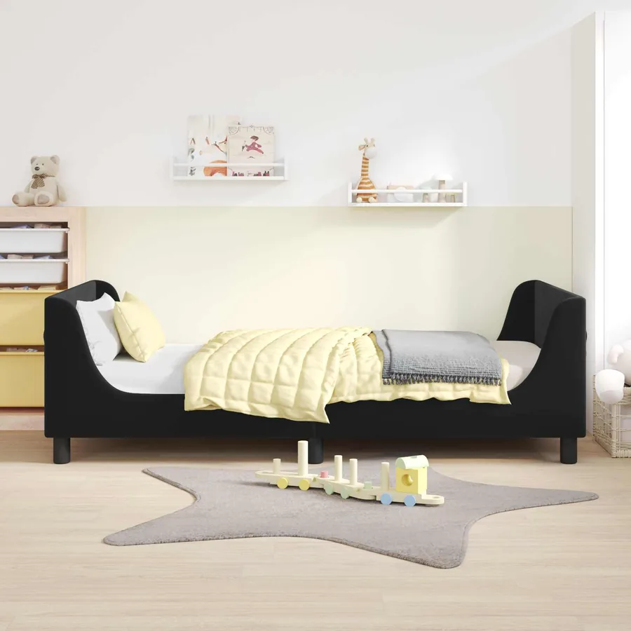 Cadre de lit pour enfants avec tête de lit Noir 90 x 190 cm - 3