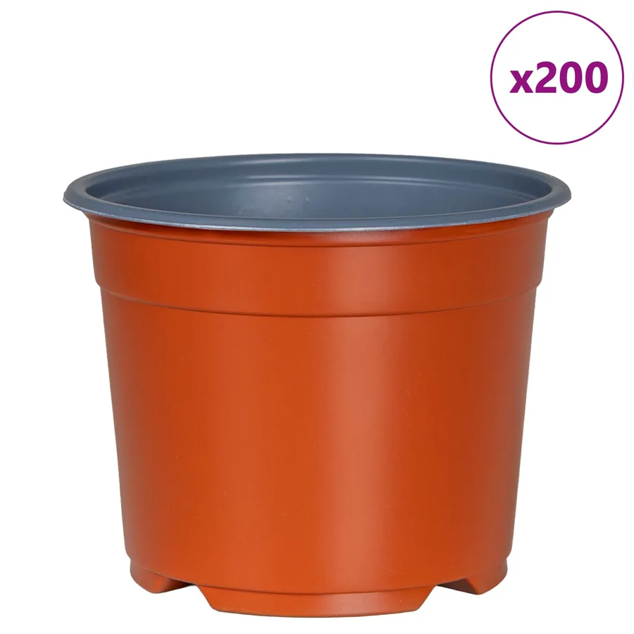 Pot à fleurs rond 200 pcs Terre cuite Ø 10 x 8 cm Plastique - 4