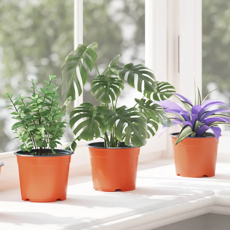Pot à fleurs rond 200 pcs Terre cuite Ø 10 x 8 cm Plastique - 5