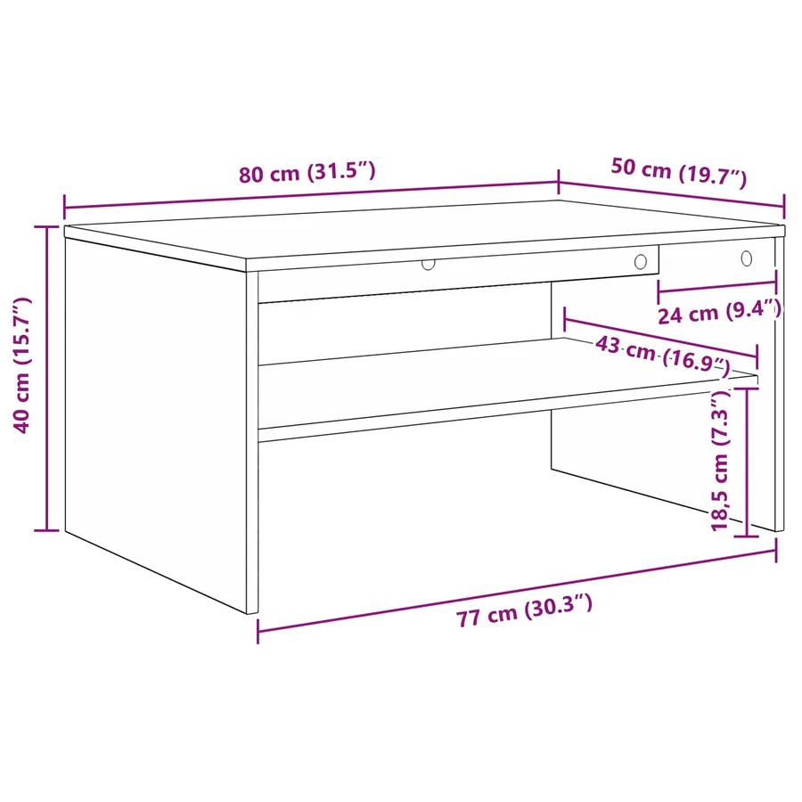 Table basse Gris béton 80 x 50 x 40 cm Bois d'ingénierie - 10