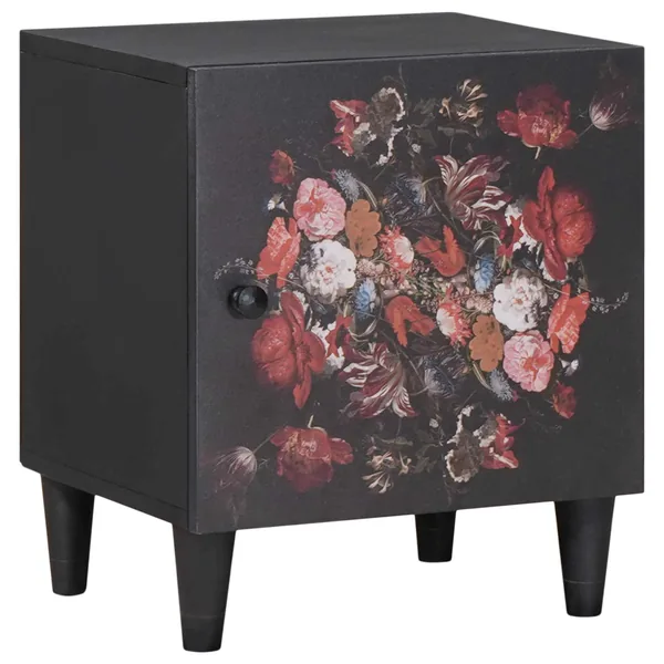 Cabinet de chevet avec porte Noir 40 x 33 x 46 cm
