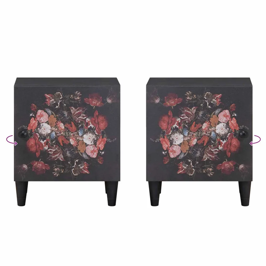 Cabinet de chevet avec porte Noir 40 x 33 x 46 cm - 10
