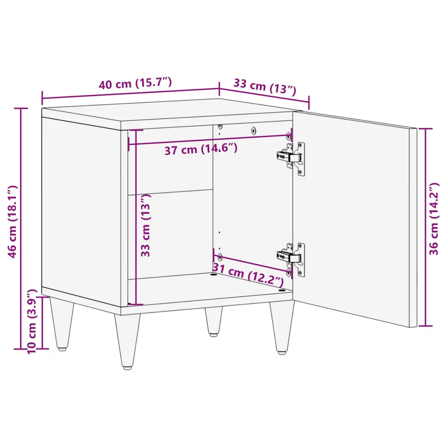 Cabinet de chevet avec porte Noir 40 x 33 x 46 cm - 12