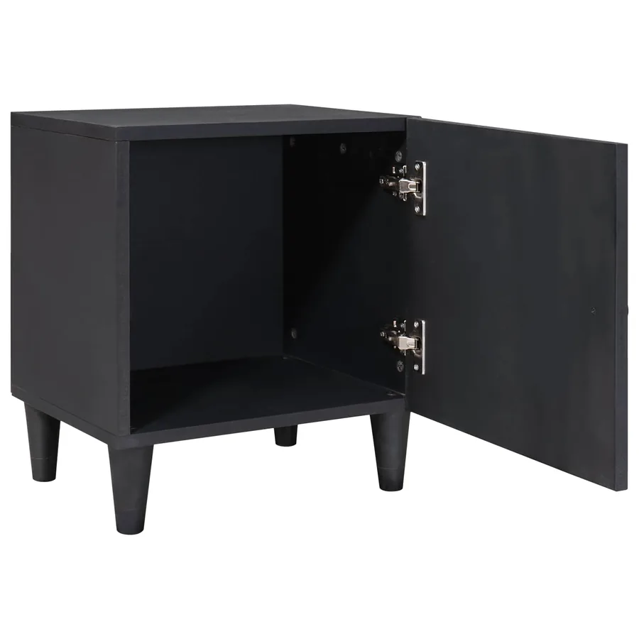 Cabinet de chevet avec porte Noir 40 x 33 x 46 cm - 2