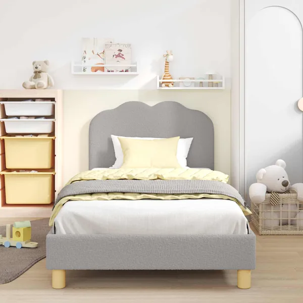 Cadre de lit pour enfants avec tête de lit Gris clair 90x190 cm