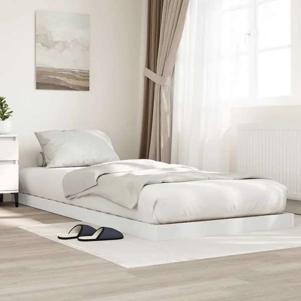 Cadre de lit surélevé Blanc 90 x 200 cm Bois d'ingénierie