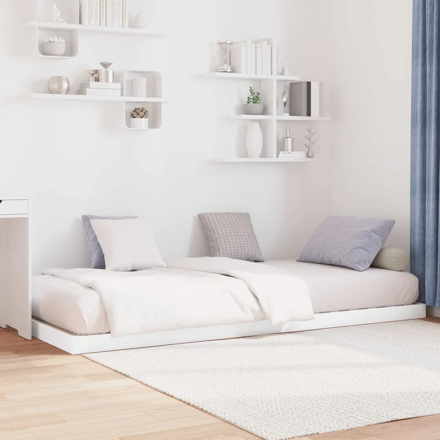 Cadre de lit surélevé Blanc 90 x 200 cm Bois d'ingénierie - 3