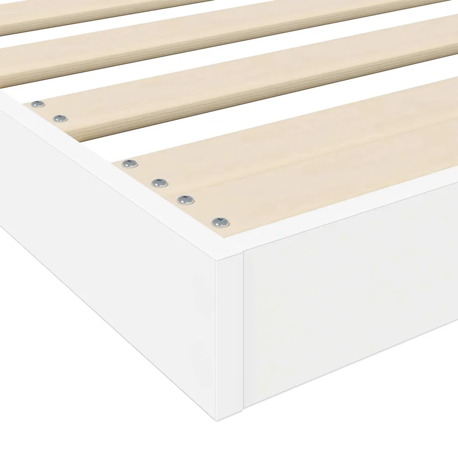 Cadre de lit surélevé Blanc 90 x 200 cm Bois d'ingénierie - 9
