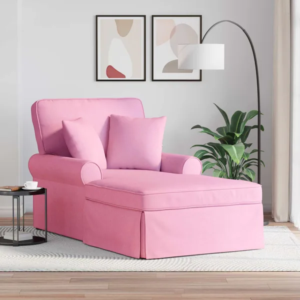 Chaise lounge avec jupe avec coussin 3 pcs Rose tissu