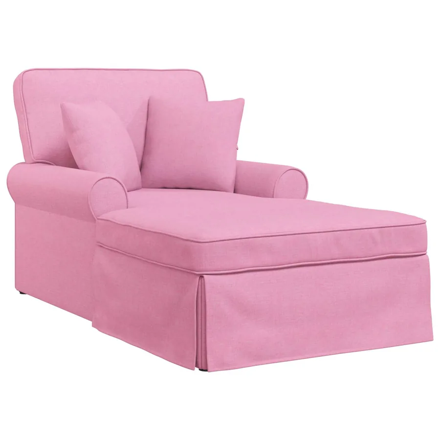 Chaise lounge avec jupe avec coussin 3 pcs Rose tissu - 2