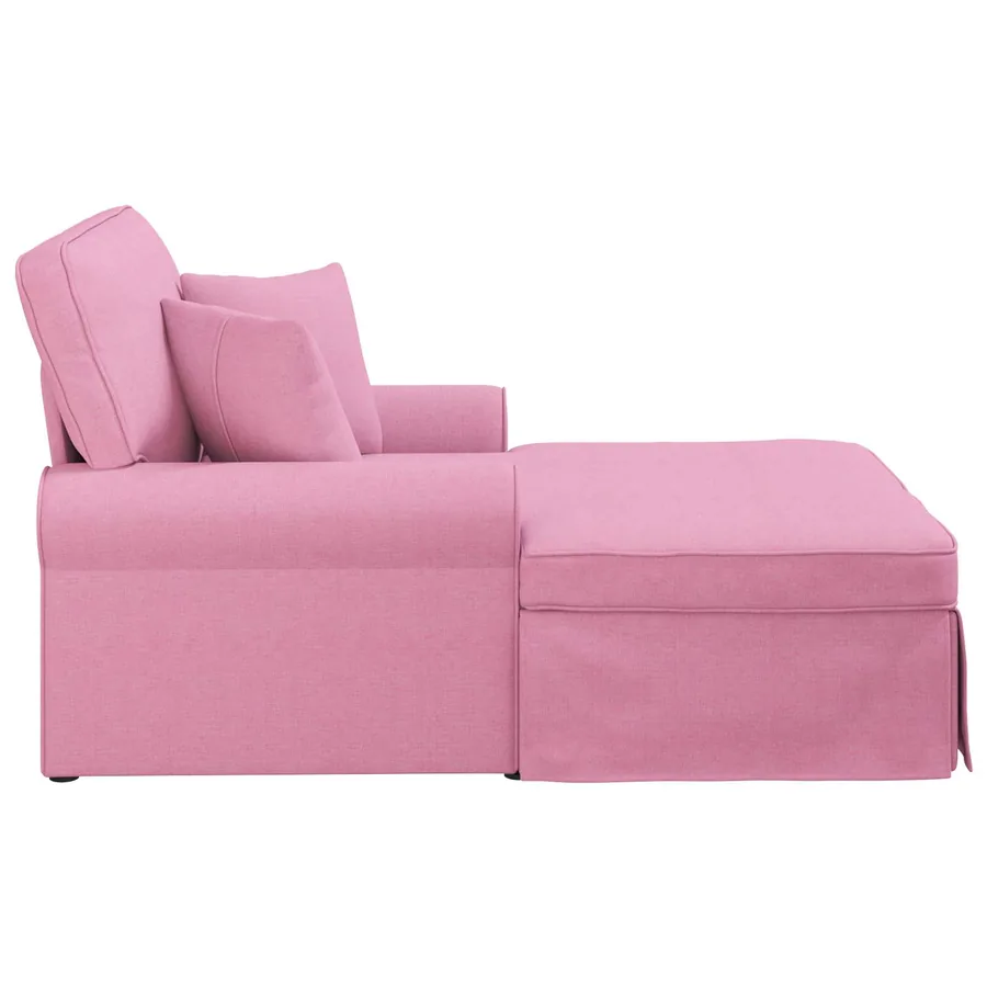 Chaise lounge avec jupe avec coussin 3 pcs Rose tissu - 5