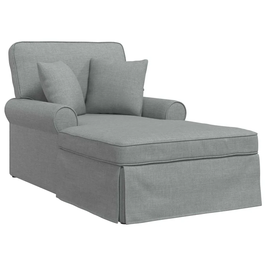 Chaise lounge avec jupe avec coussin 3 pcs Gris clair tissu - 2