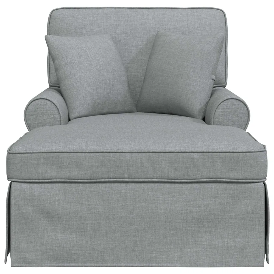 Chaise lounge avec jupe avec coussin 3 pcs Gris clair tissu - 4