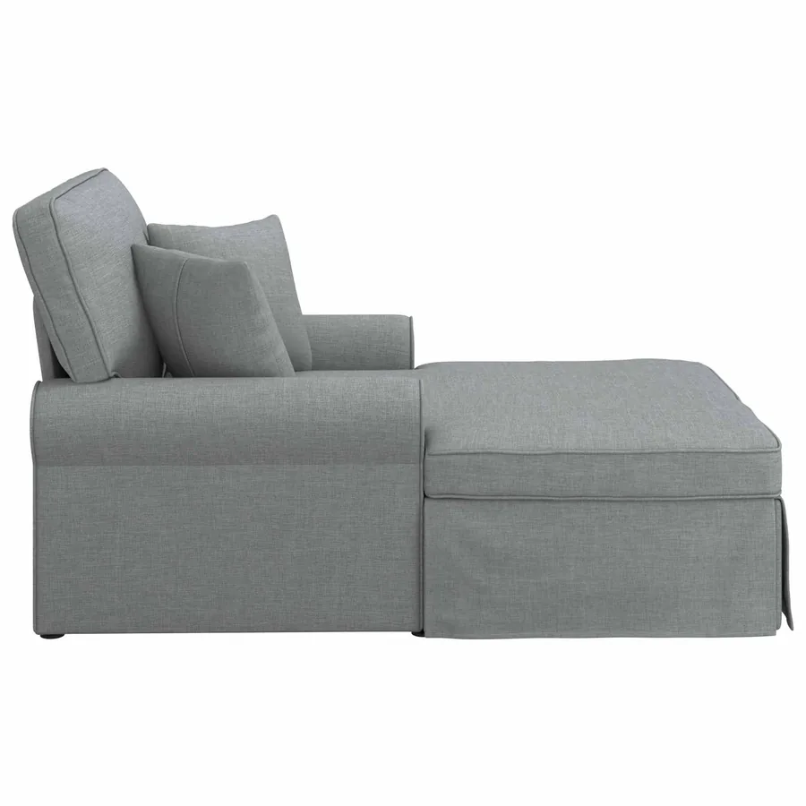 Chaise lounge avec jupe avec coussin 3 pcs Gris clair tissu - 5