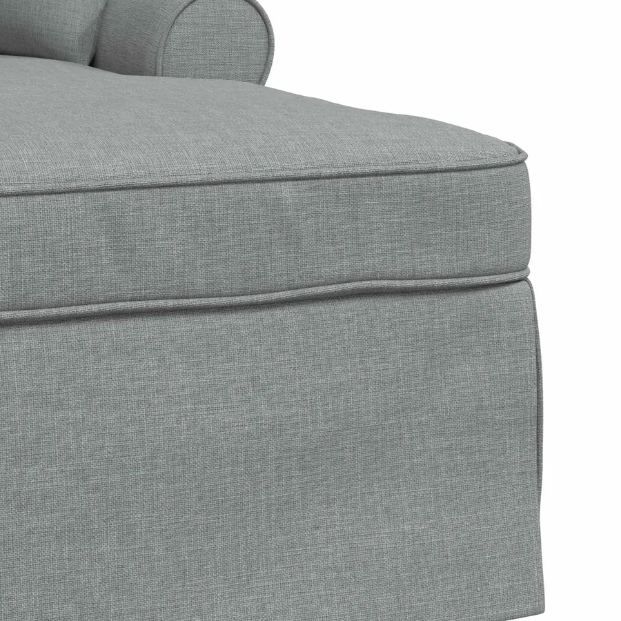 Chaise lounge avec jupe avec coussin 3 pcs Gris clair tissu - 7