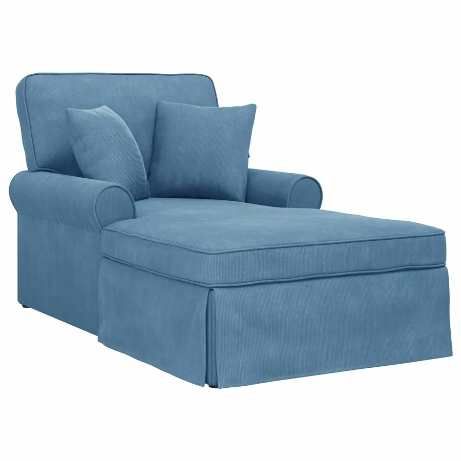 Chaise lounge avec jupe 3 pcs Bleu Tissu en velours côtelé - 2