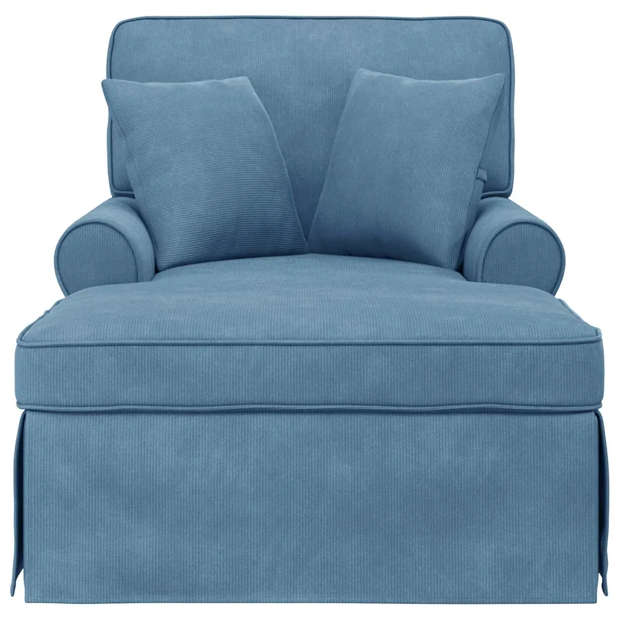 Chaise lounge avec jupe 3 pcs Bleu Tissu en velours côtelé - 4