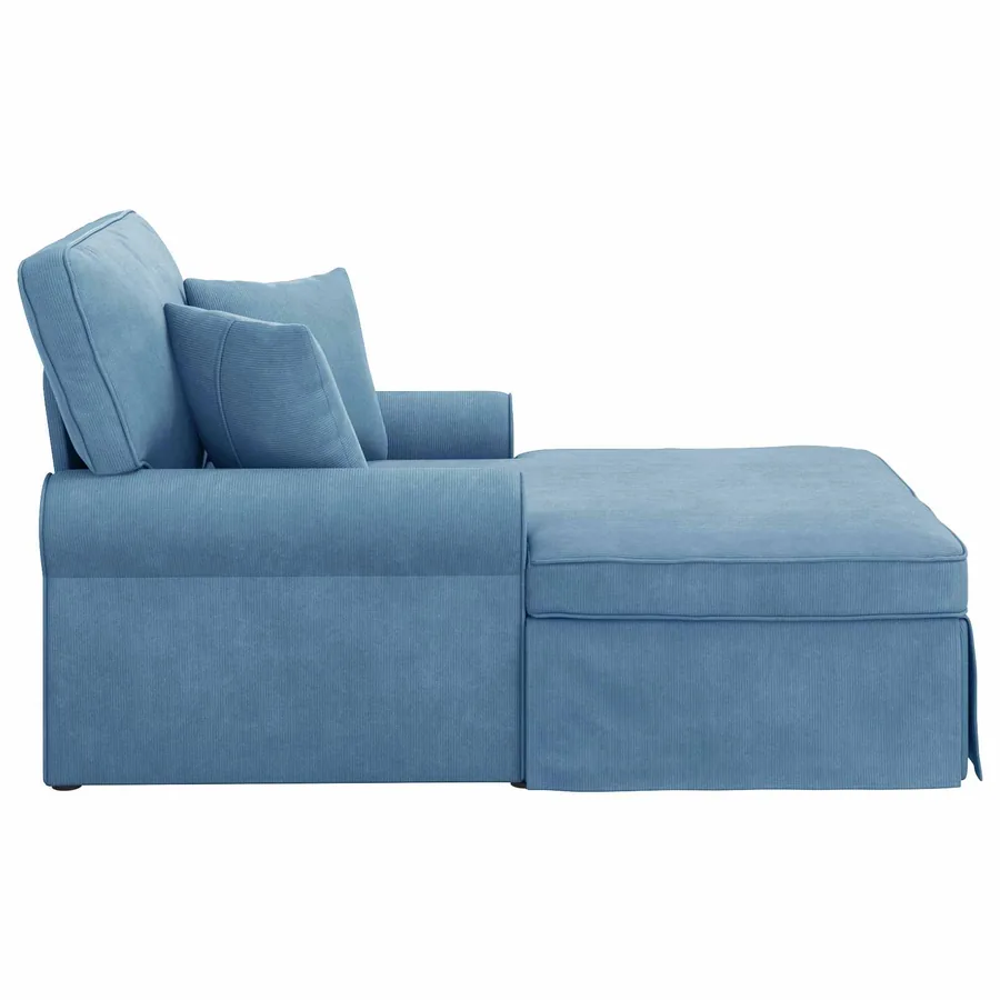 Chaise lounge avec jupe 3 pcs Bleu Tissu en velours côtelé - 5