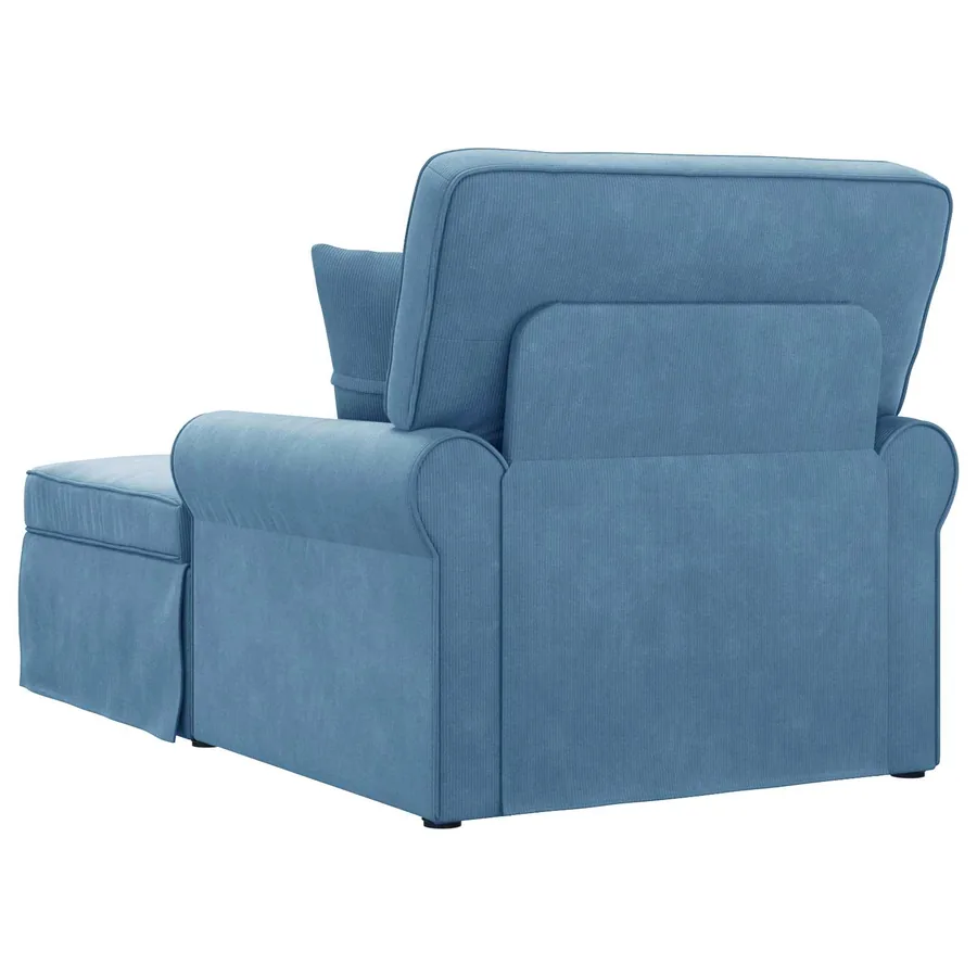Chaise lounge avec jupe 3 pcs Bleu Tissu en velours côtelé - 6