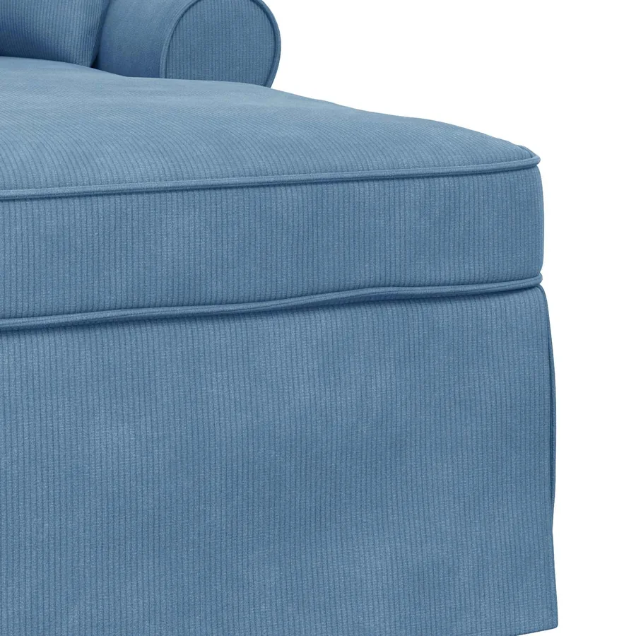 Chaise lounge avec jupe 3 pcs Bleu Tissu en velours côtelé - 7