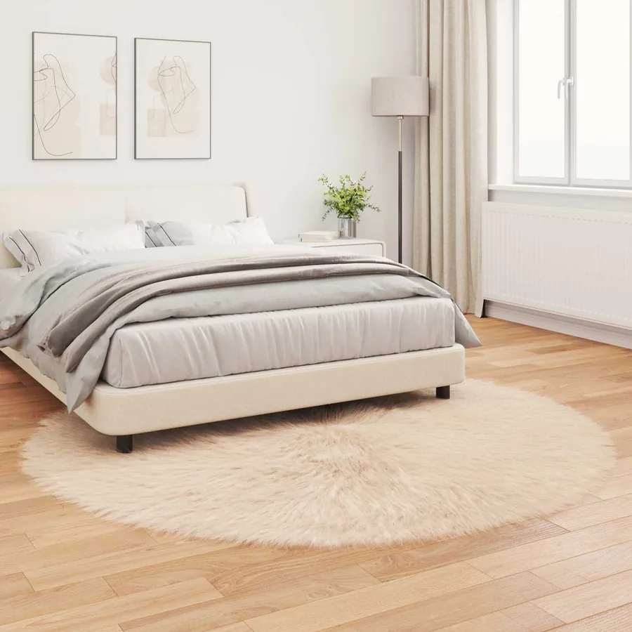 Tapis en fausse TAFALLA Beige Ø 200 cm Polyester - 4