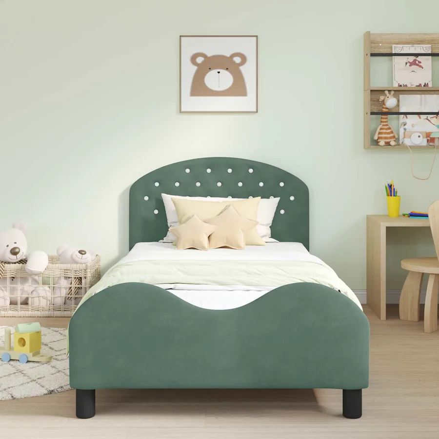 Cadre de lit pour enfants avec tête de lit Vert Mer 90 x 190 cm - 3