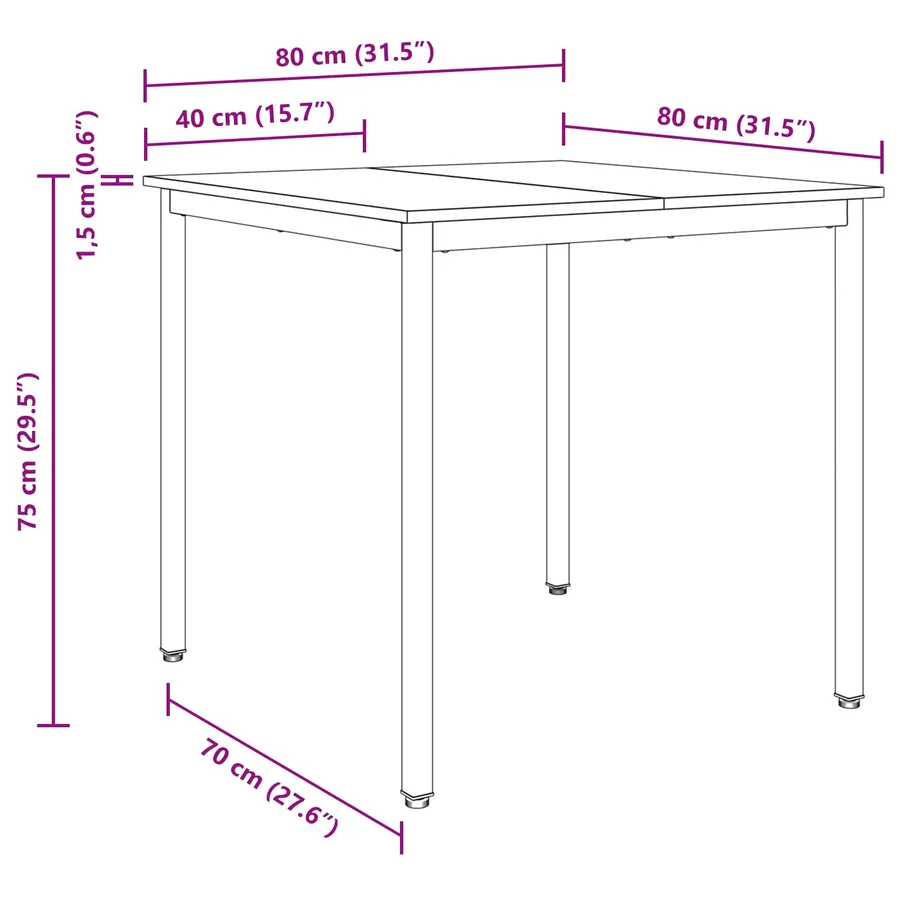 Table de salle à manger / Table de repas 80 x 80 x 75 cm MÉTAL - 8
