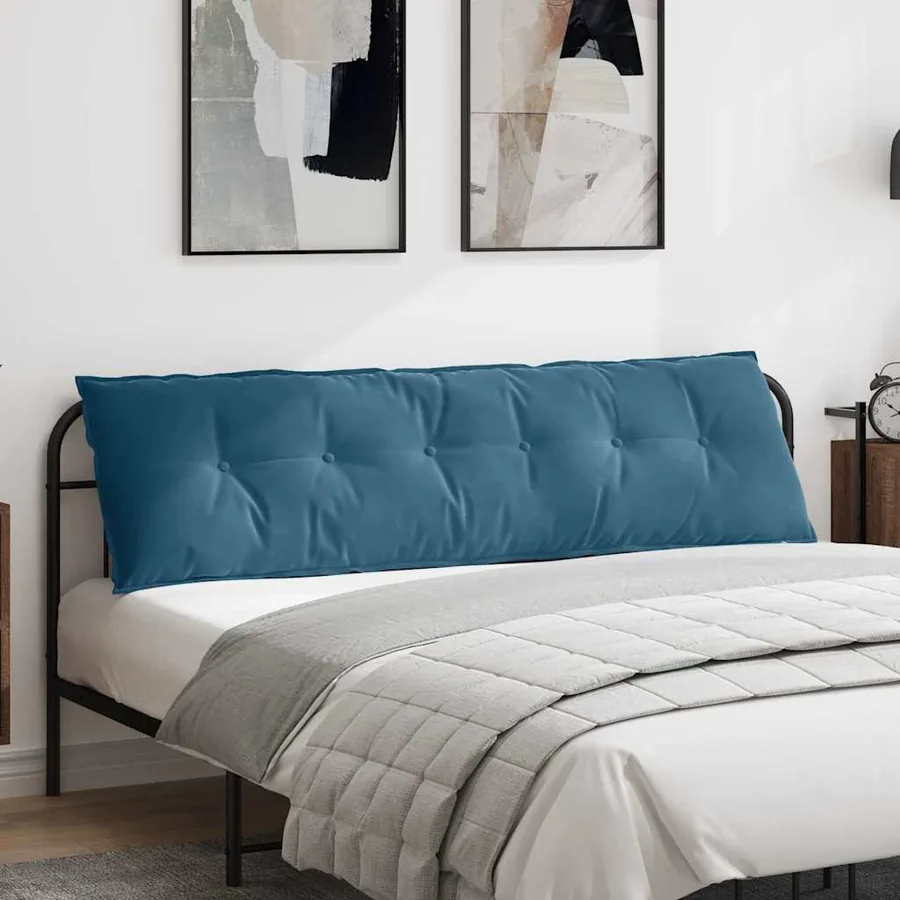 Coussin de Dos Bleu 180 x 50 cm Tissu en velours côtelé