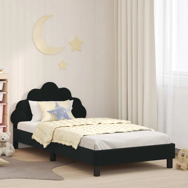 Cadre de lit pour enfants avec tête de lit Noir 80 x 200 cm