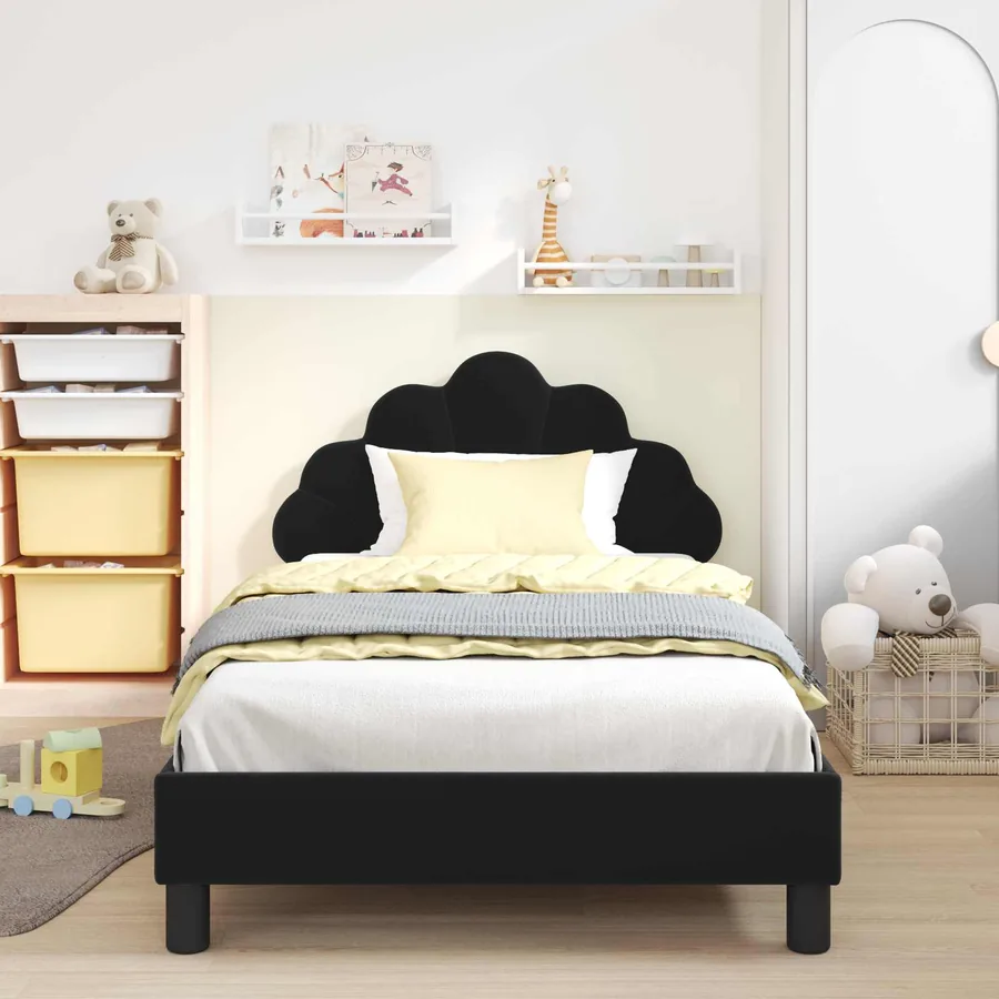 Cadre de lit pour enfants avec tête de lit Noir 80 x 200 cm - 3